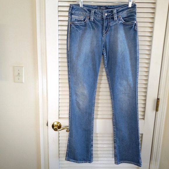 Silver SUKI Flap 17" Jeans Tag Size 29 X 33 (Measures 30 X 33) Pockets Stretch - Picture 1 of 11